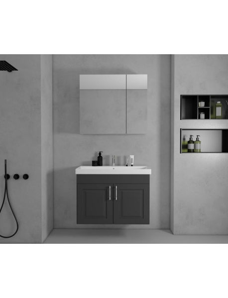 80cm Antrasit Membran Kapaklı Banyo Dolabı