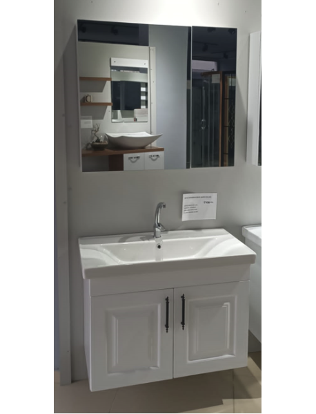 80 CM Membran Kapaklı Beyaz Banyo Dolabı