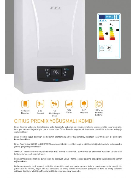 ECA Citius Premix 24KW Yoğuşmalı Kombi