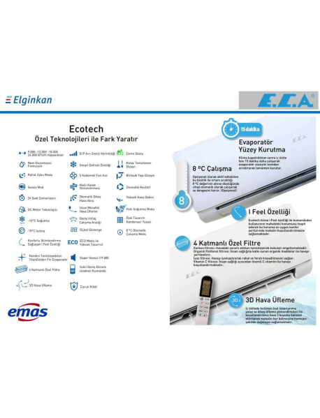 ECA Ecotech 12000 BTU Full İnverter A++ Duvar Tipi Klima R32