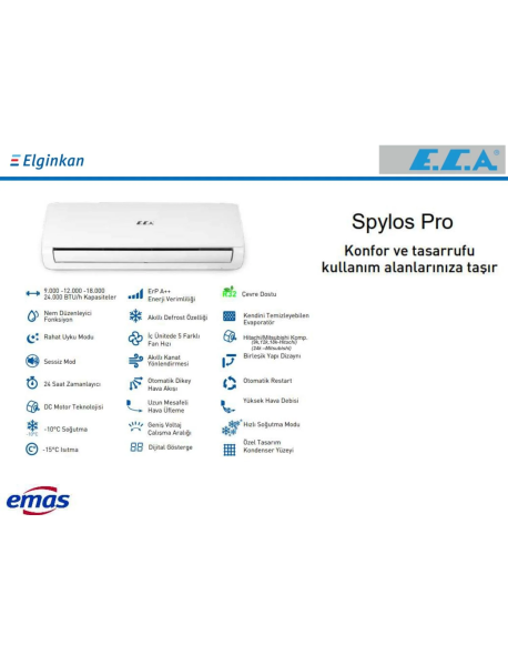 ECA Spylos Pro 15000 BTU Full İnverter A++ Duvar Tipi Klima